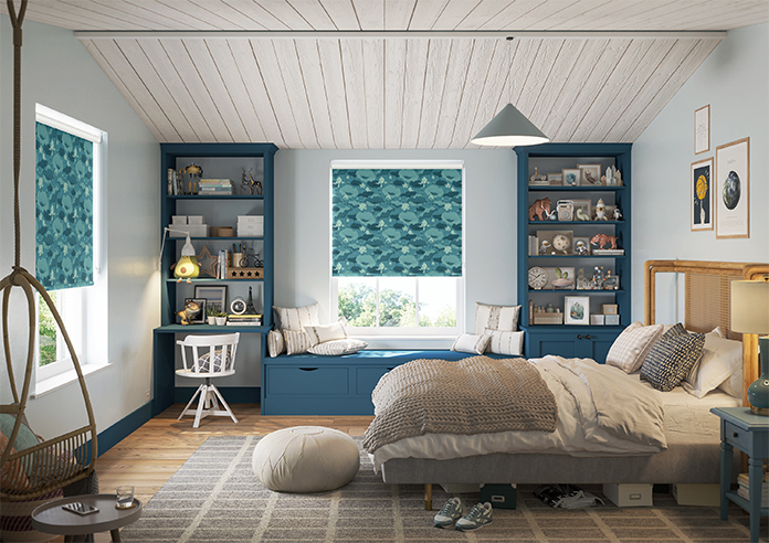 Lotus, Teal - Twist&Fit Roller Blind - Image 8